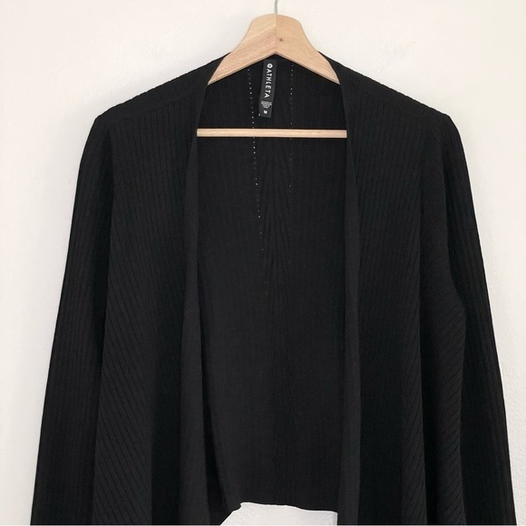 Athleta Solstice Wrap Wool Blend Open Front Cardigan Sweater Black Medium - Picture 7 of 14